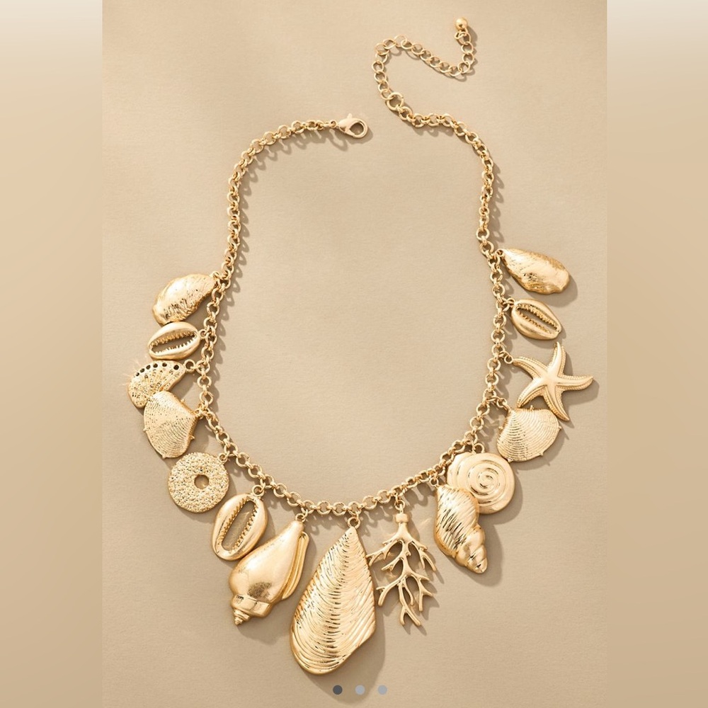 Anthropologie Metal Shell Charm Necklace